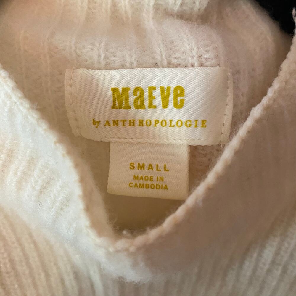 Maeve Cream Knit High Neck Sleeveless Sweater Top Minimalist Lambswool Small - Picture 3 of 10